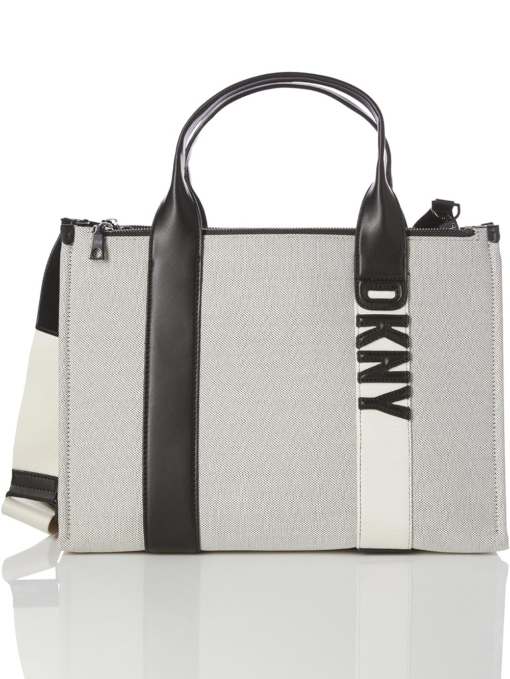 DKNY Women’s Holly Tote Bag Medium, Natural/Black - New Without Tags